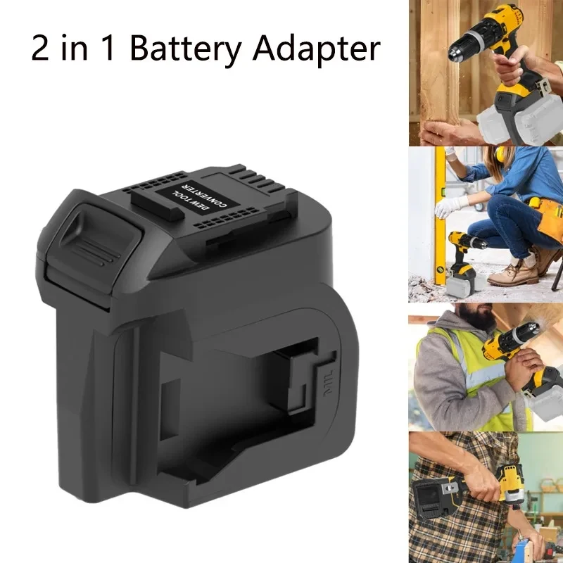 

Адаптер 2 в 1 для 2 упаковок для аккумуляторов Milwaukee 18 В работают для электроинструмента Dewalt 18 В в одном раз, более высокая мощность