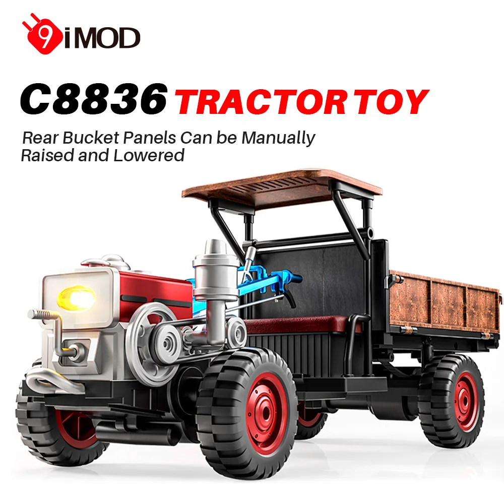 

9IMOD C8836 RC Car 4WD Tractor Toy 1/14 Rear Panels Can Be Opened Remote Control Farm Vehicle