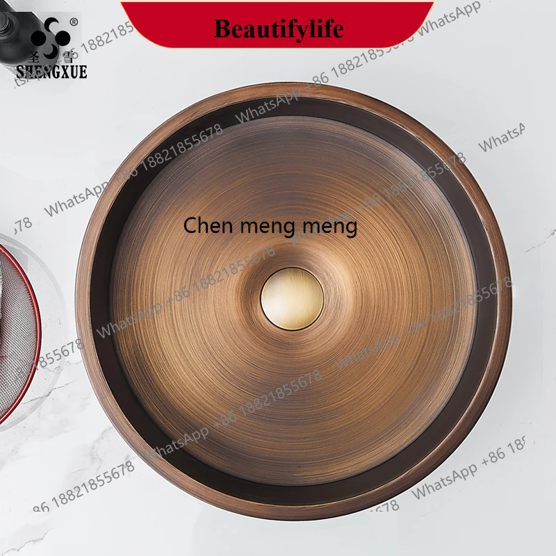 

E153 Antique stainless steel table wash basin B & B hotel wash hand single basin new Chinese retro wash basin