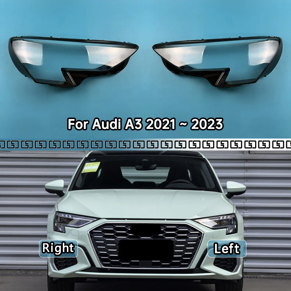 

For Audi A3 2021 2022 2023 Front Headlight Shell Transparent Headlamp Cover Lamp Shade Plexiglass Replace Original Lampshdade