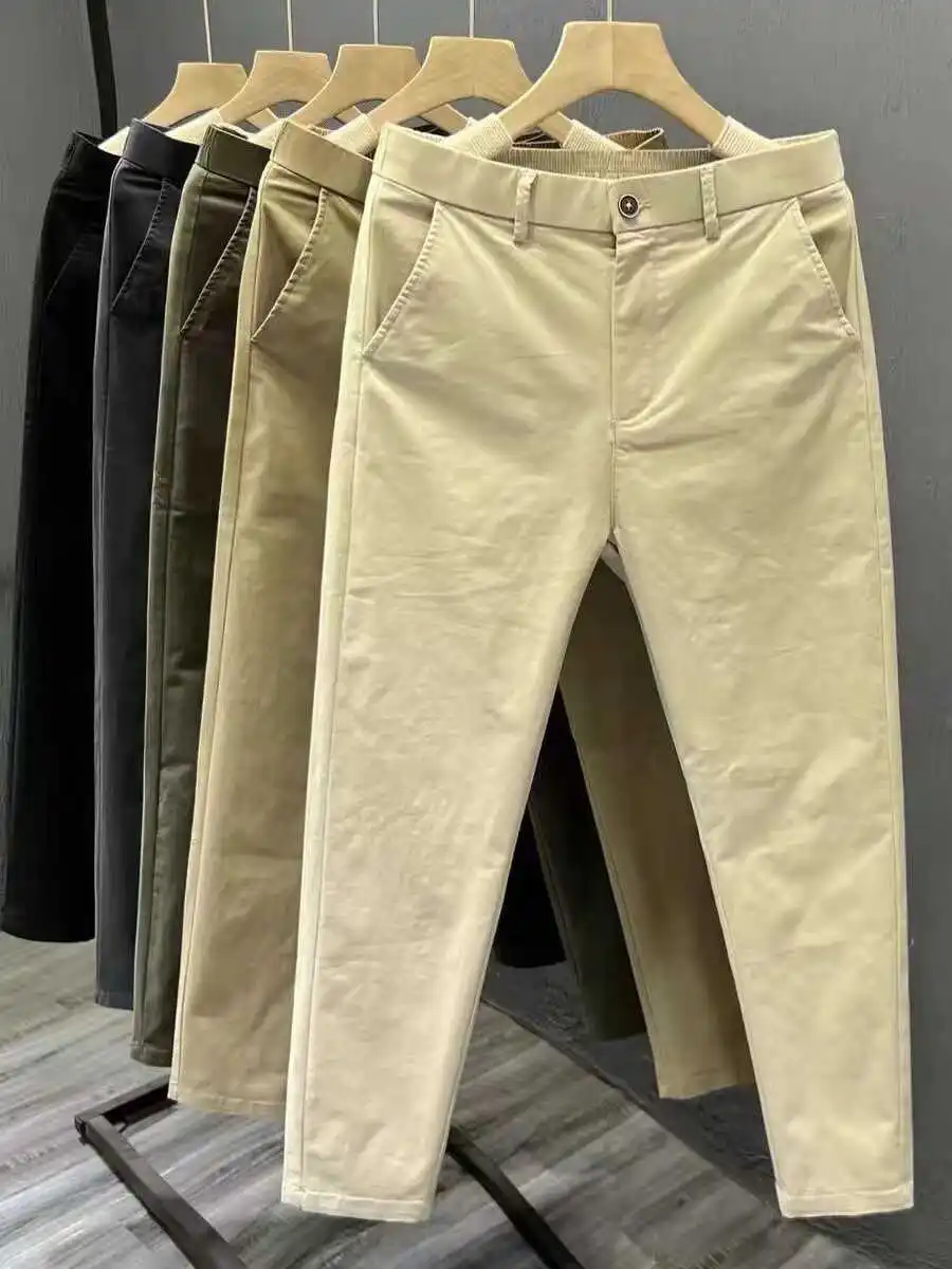ใหม่ผู้ชาย SLIM FIT Cotton Casual กางเกงกรวย-aped แครอทสีบริสุทธิ์ฤดูใบไม้ผลิฤดูใบไม้ร่วงอินเทรนด์อเนกประสงค์ High-end ความรู้สึก Leisure ...