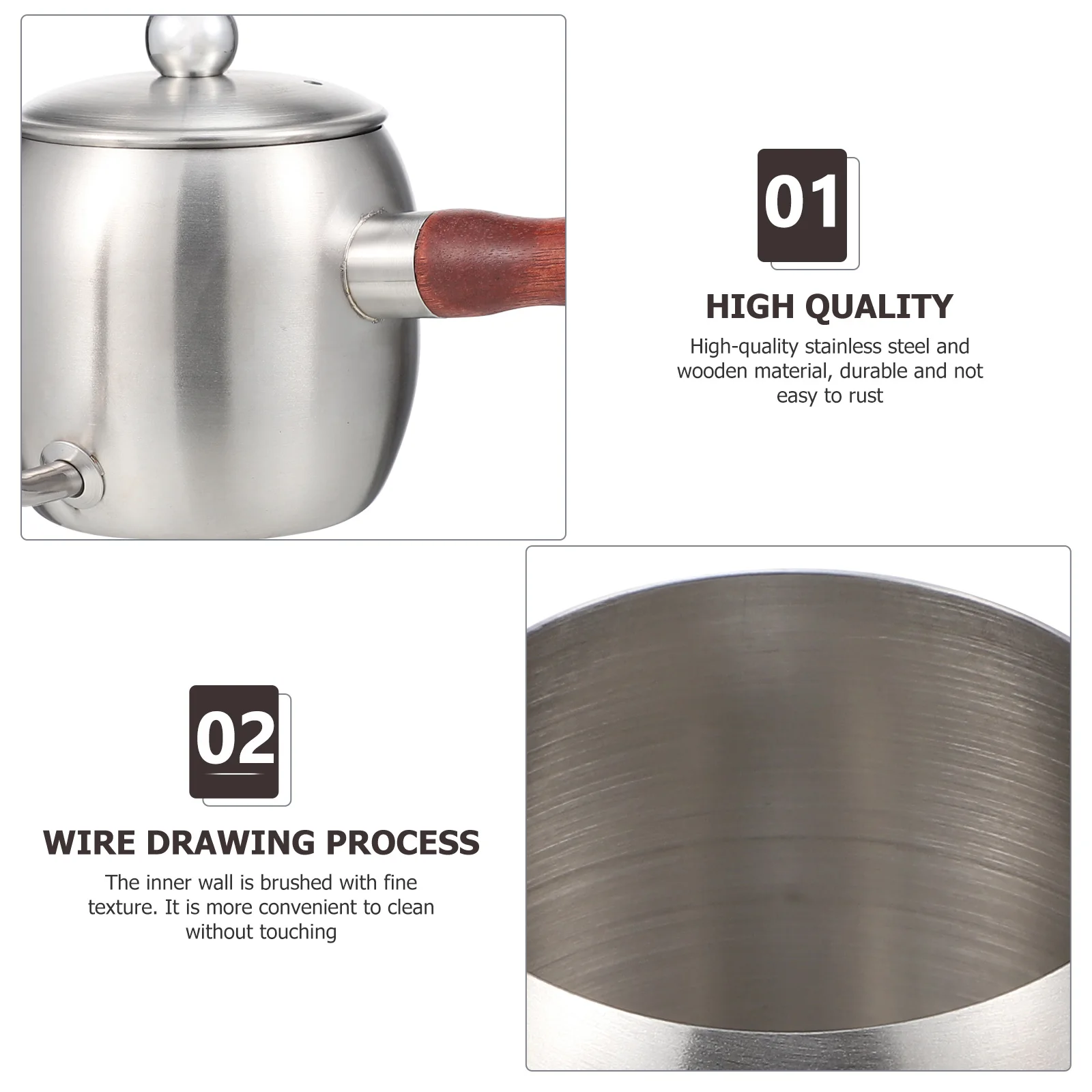 

Long Mouth Coffee Kettle Stainless Brewing Pot Rust Resistant Wooden Handle Coffee Pouring Pot For Kitchen