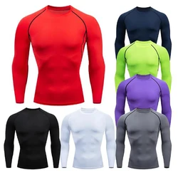 Męska koszulka sportowa Fitness Running Shirt Quick Dry Long Sleeve Compression Tops Tee Workout Training Sport Gym Shirt Rashgard Men