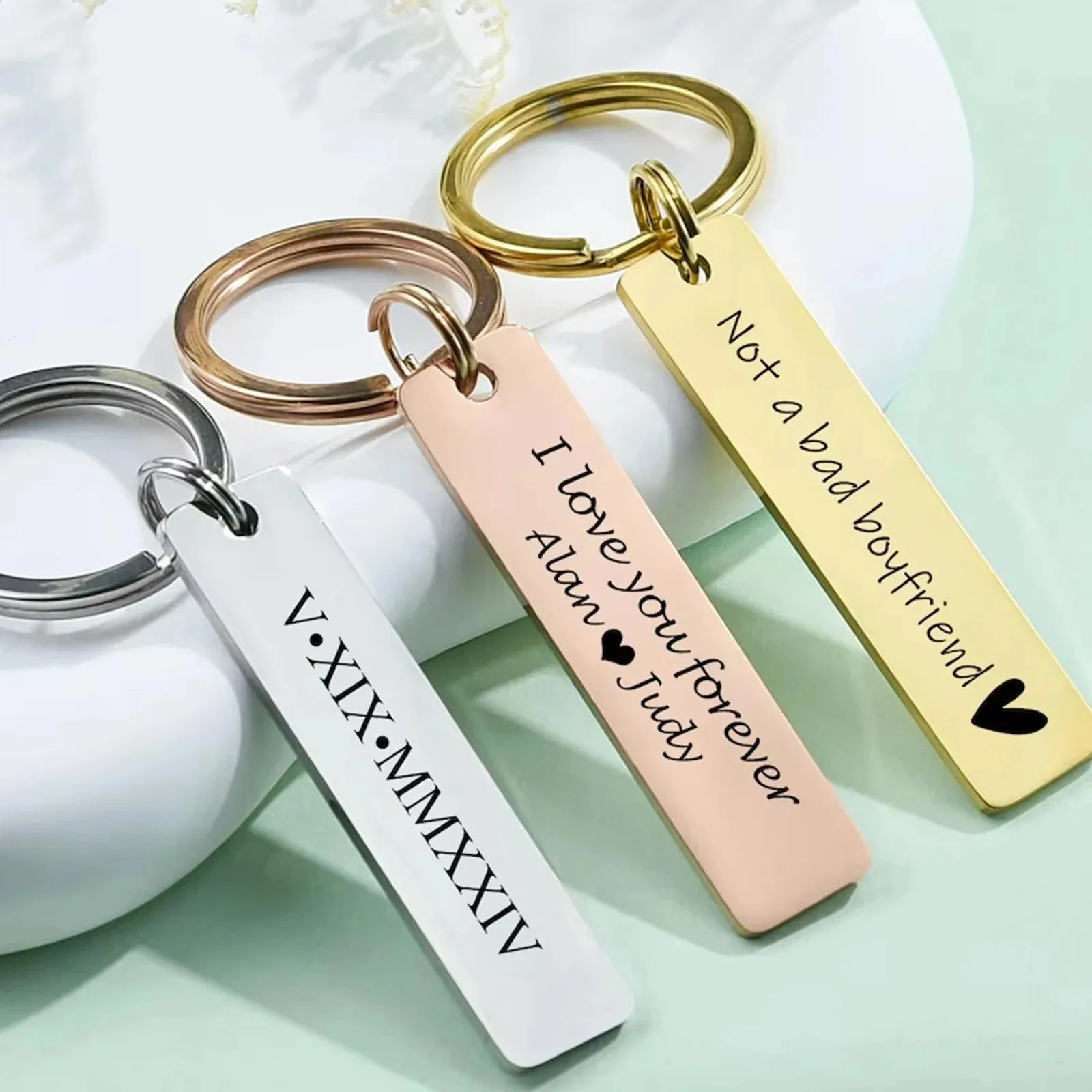Personalized Long Fine Custom Name Keychain