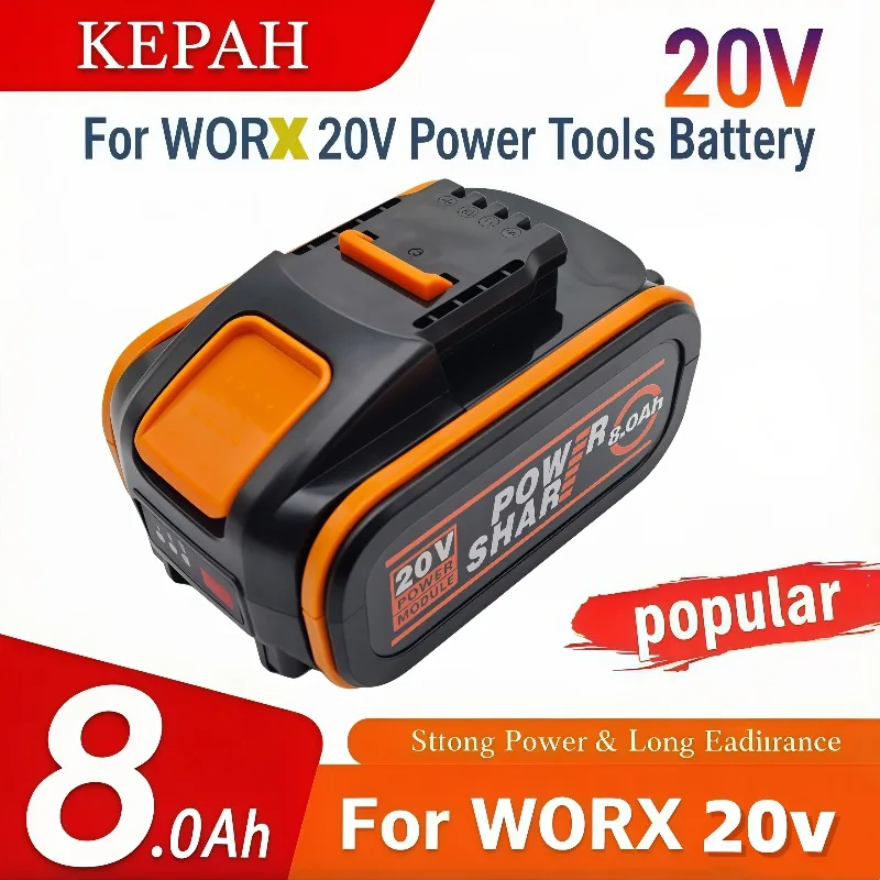 Suitable for Worx 20V 6.0Ah/8.0Ah rechargeable batteries, power tools with chargers, safe and efficient.