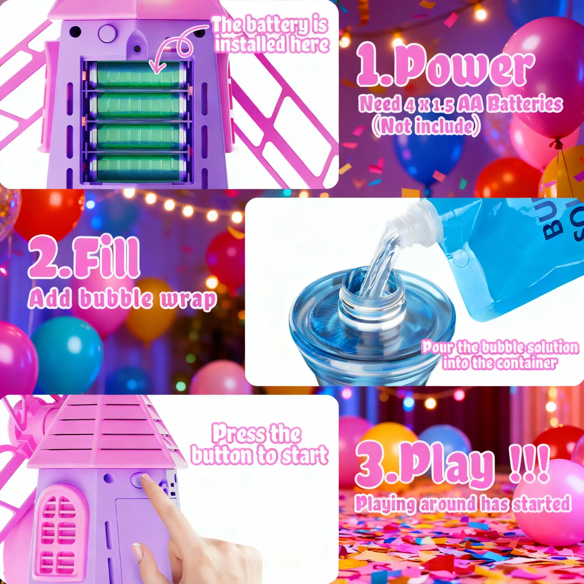 51-inch hoge windmolenbellenblazer: automatische bediening |     Ideaal voor kinderen, bruiloften en verjaardagsfeestjes