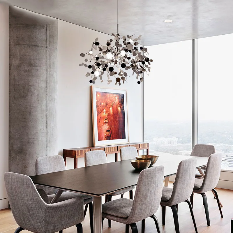 

Stainless steel decorative restaurant light luxury bar showcase pendant light Nordic creative personalized living room light