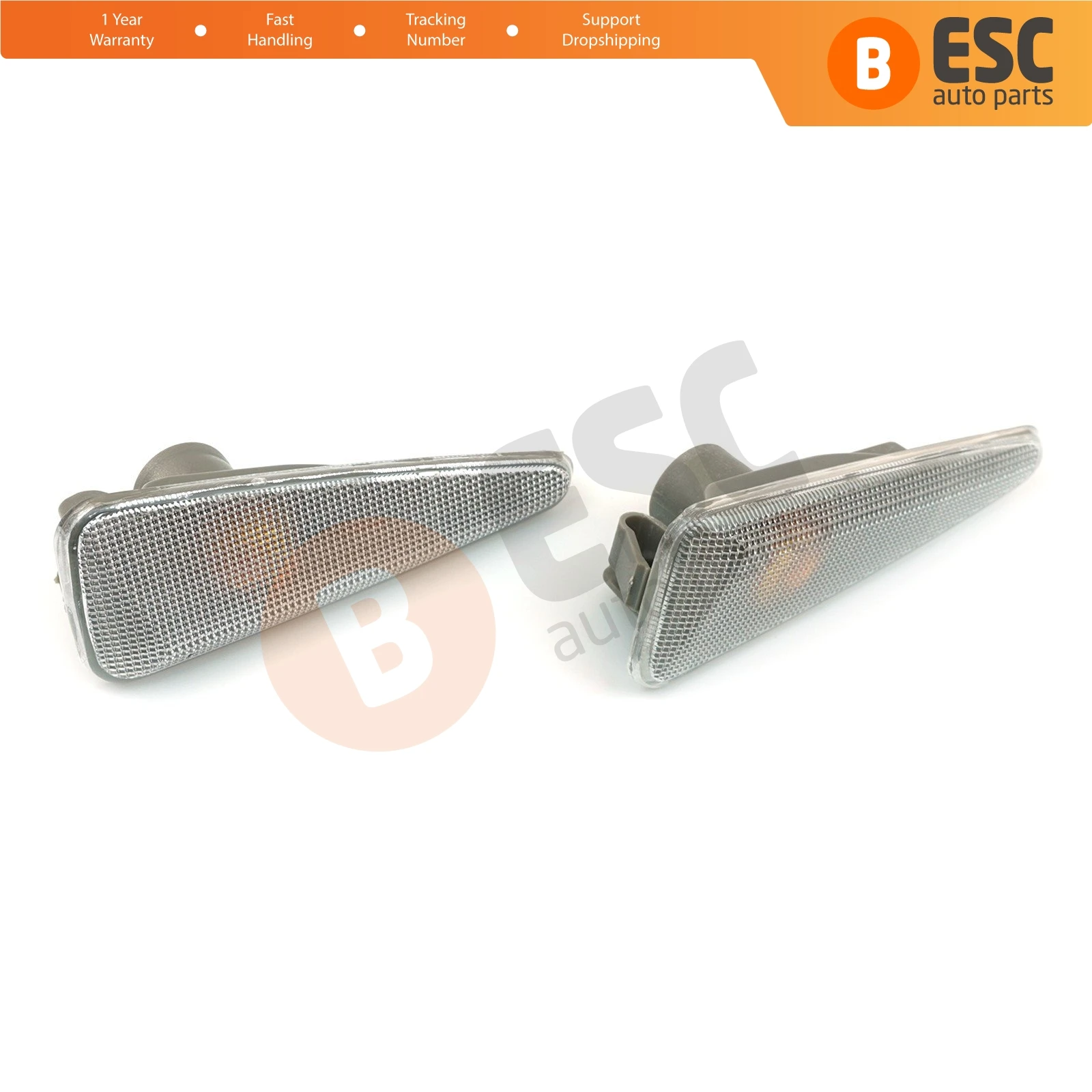 

ESC Auto Parts ESP744+ESP745 2 Pcs Side Indicator Lamp 8200602763-65 Left&Right for Renault Sandero Symbol Thalia 2