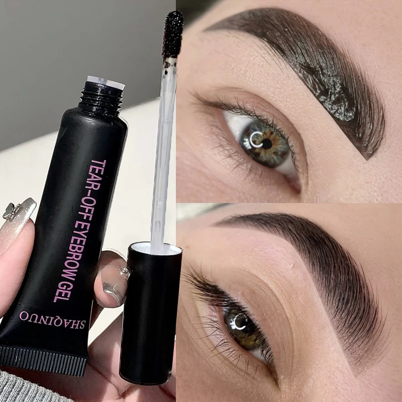 Tearing Off Eyebrow Gel Makeup Semi-Permanent Waterproof Long Lasting Tattoo Tint Sweatproof Peel Off Dye Eyebrow Cream Cosmetic