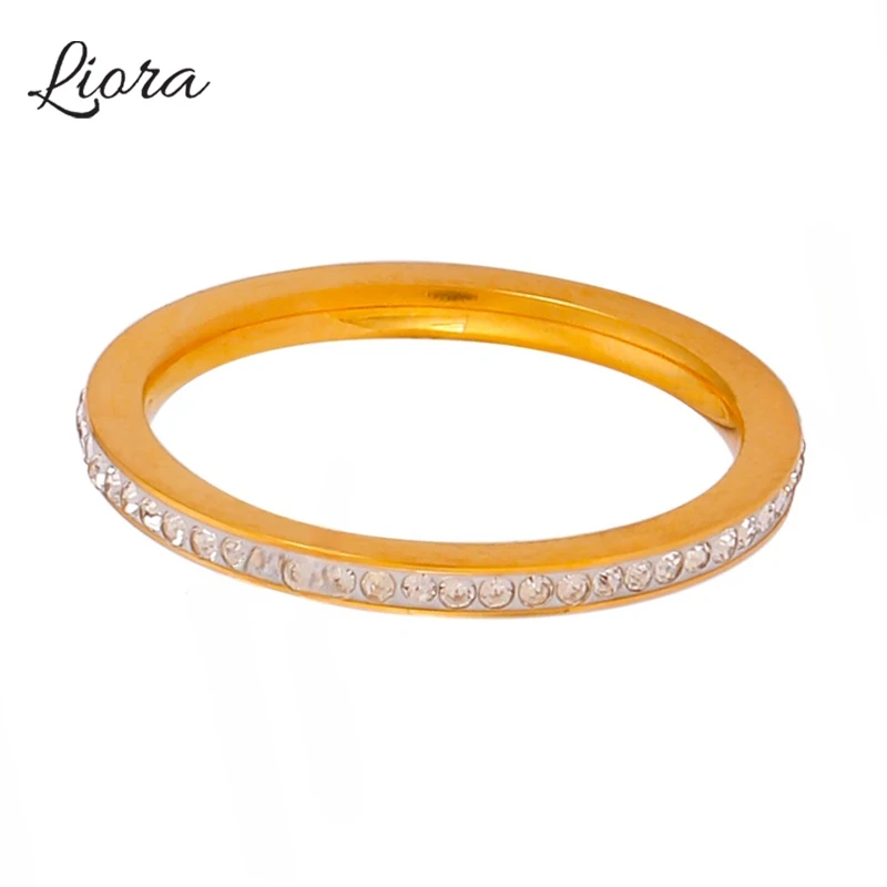 Liora Stainless Steel Women Rings Rhinestone Tree of Life Heart Rings For Women Women Round Thin Anillos Waterproof Jewelry