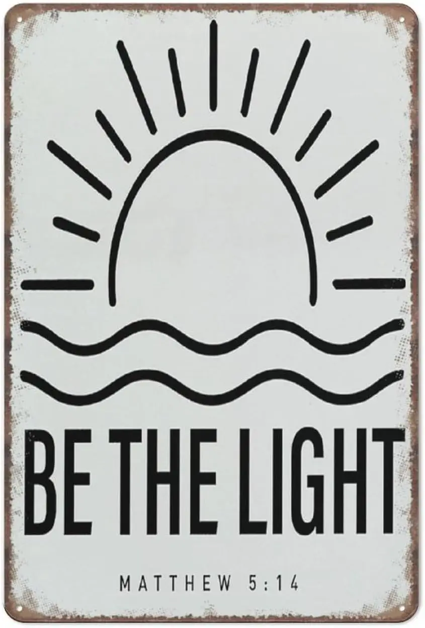 Y1,Funny Metal Sign Christian tin Decor, Be The Light,Religious Decor Scripture Bible Verse Funny Poster Wall Ar