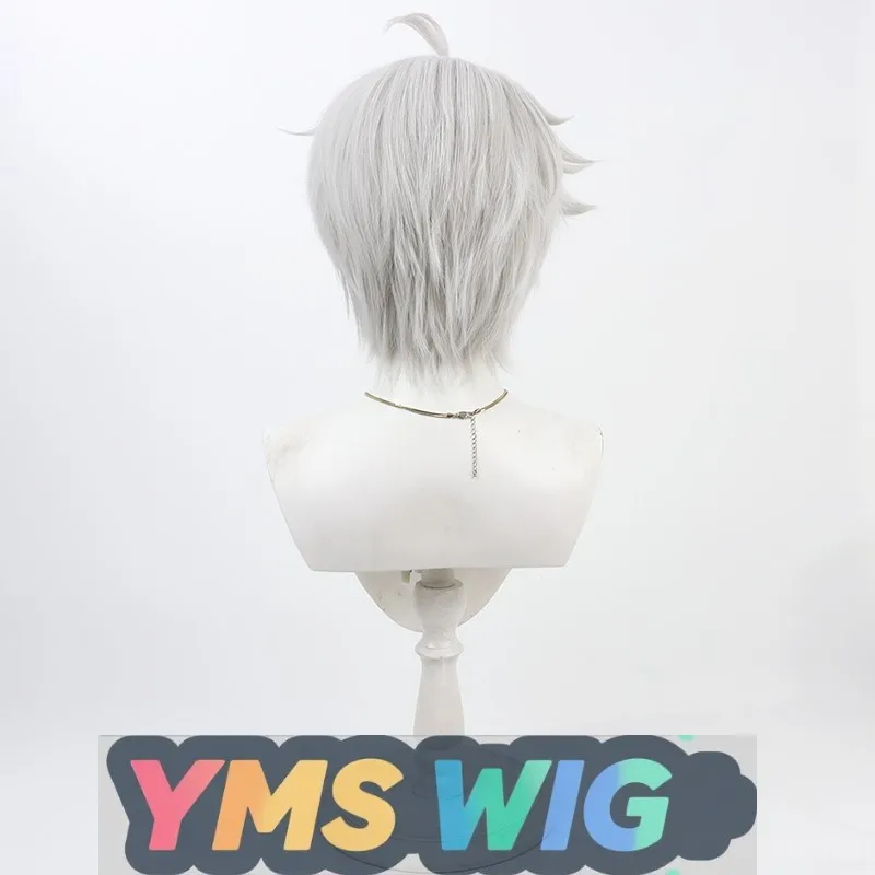 【YMS WIG】Virtual Idol Boy Group MANTA Xu Xiangning Cosplay Perücke mit silberweiß umgedrehtem Oberteil
