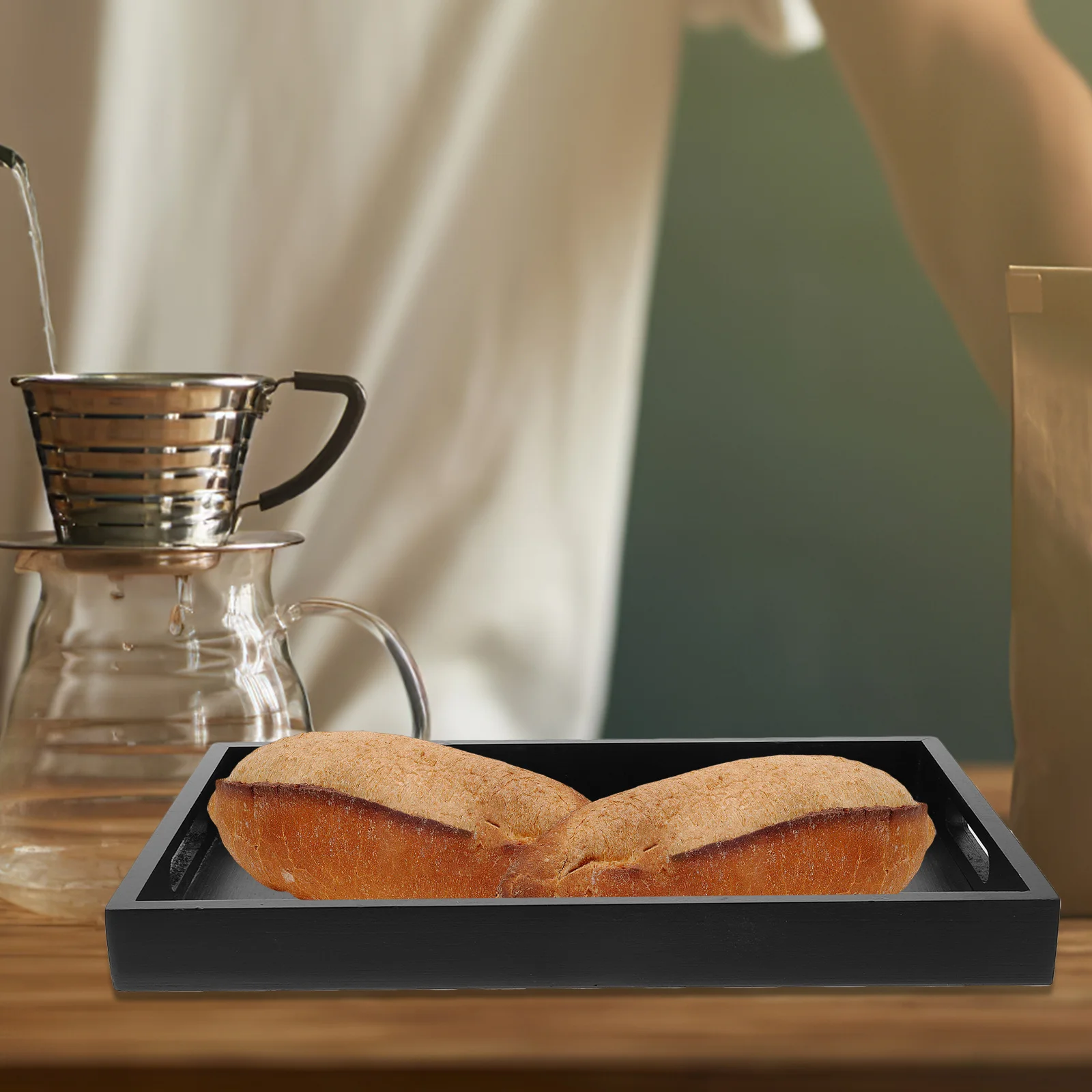 

Wood Tea Rectangle Solid Wood Serving Tray For Food Fruit Bread Snack Dessert Party Household Decorative Tray