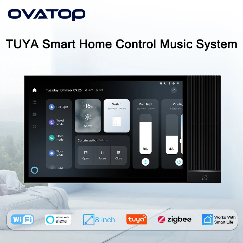 Newest release 8 inch tuya smart home central panel touch screen tuya smart switch panel  alexa with background music amplifier