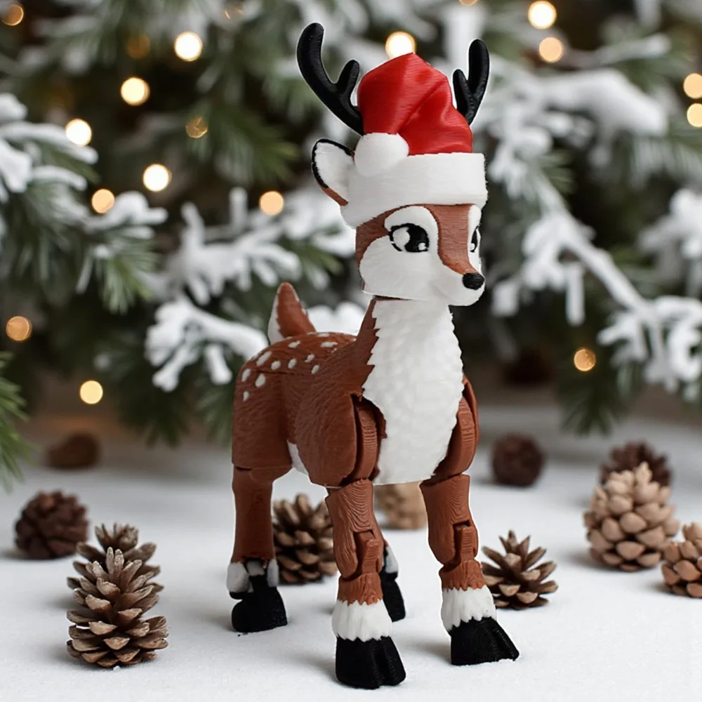 

3D Printed Plaid Deer Joints Charming Plastic Tabletop Sculpture Realistic Festive Holiday Gift for Home Decor Accessory