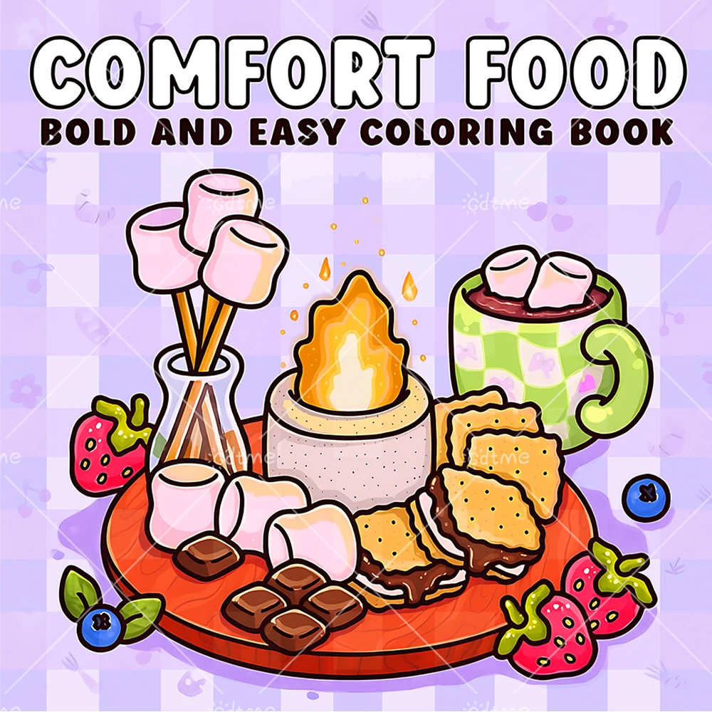 COMFORT FOOD BOLD AND EASY 24 Pages Adult Coloring Book, Stress Relief Relaxation DIY Graffiti Drawing Gift Book