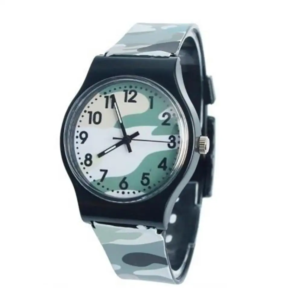 Children Kids Watch Round Dial Plastic Strap Analog Quartz Wrist Watch Gift