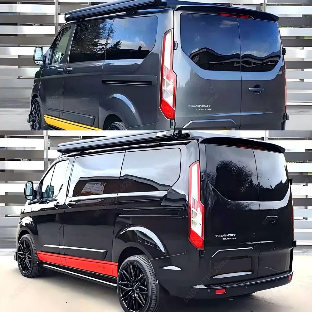 

For Ford Transit Custom Mk8 2012-2023 Double Door Car Rear Trunk Roof Spoiler Lid Wing Cover ABS Gloss Black Bodykits Tuning
