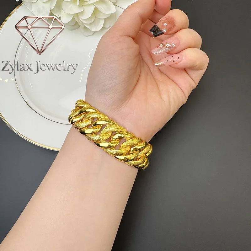 

Zylax Jewelry Matte Twist Boss Bracelet Men 24K Gold AU999 - Premium matte twist, 24K/AU999 pure gold, shows steady business aur
