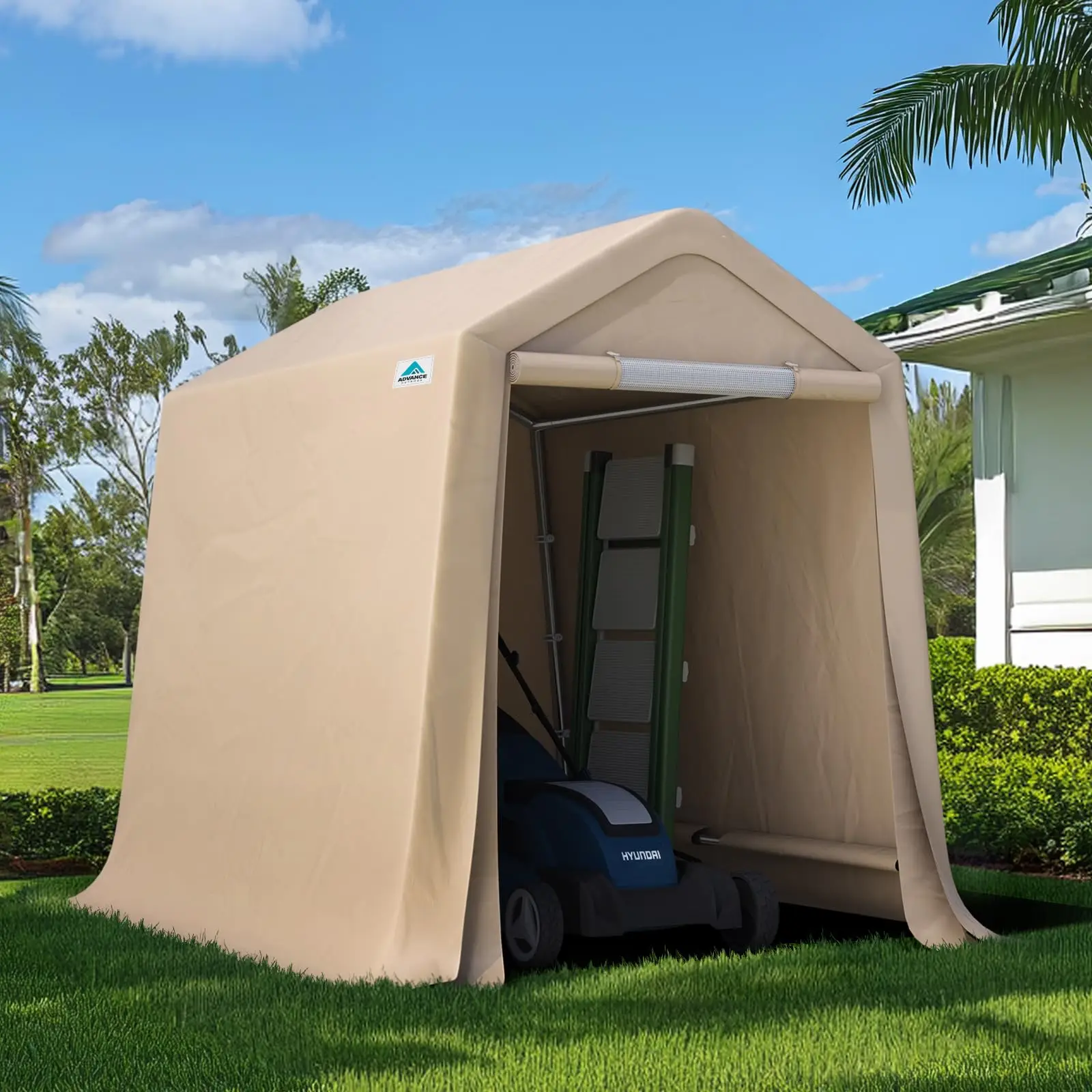 6x8 ft Outdoor Portable Storage Shelter Shed with 2 Roll up Zipper Doors & Vents Carport for Motorcycle Waterproof and