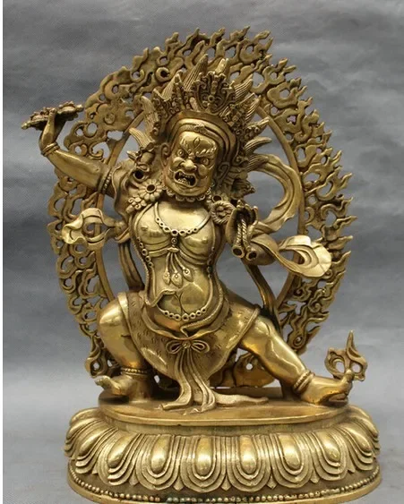 

17" Tibet Brass Carved Buddhism Joss Set Vajra Dorje Vajrapani Buddha Statue