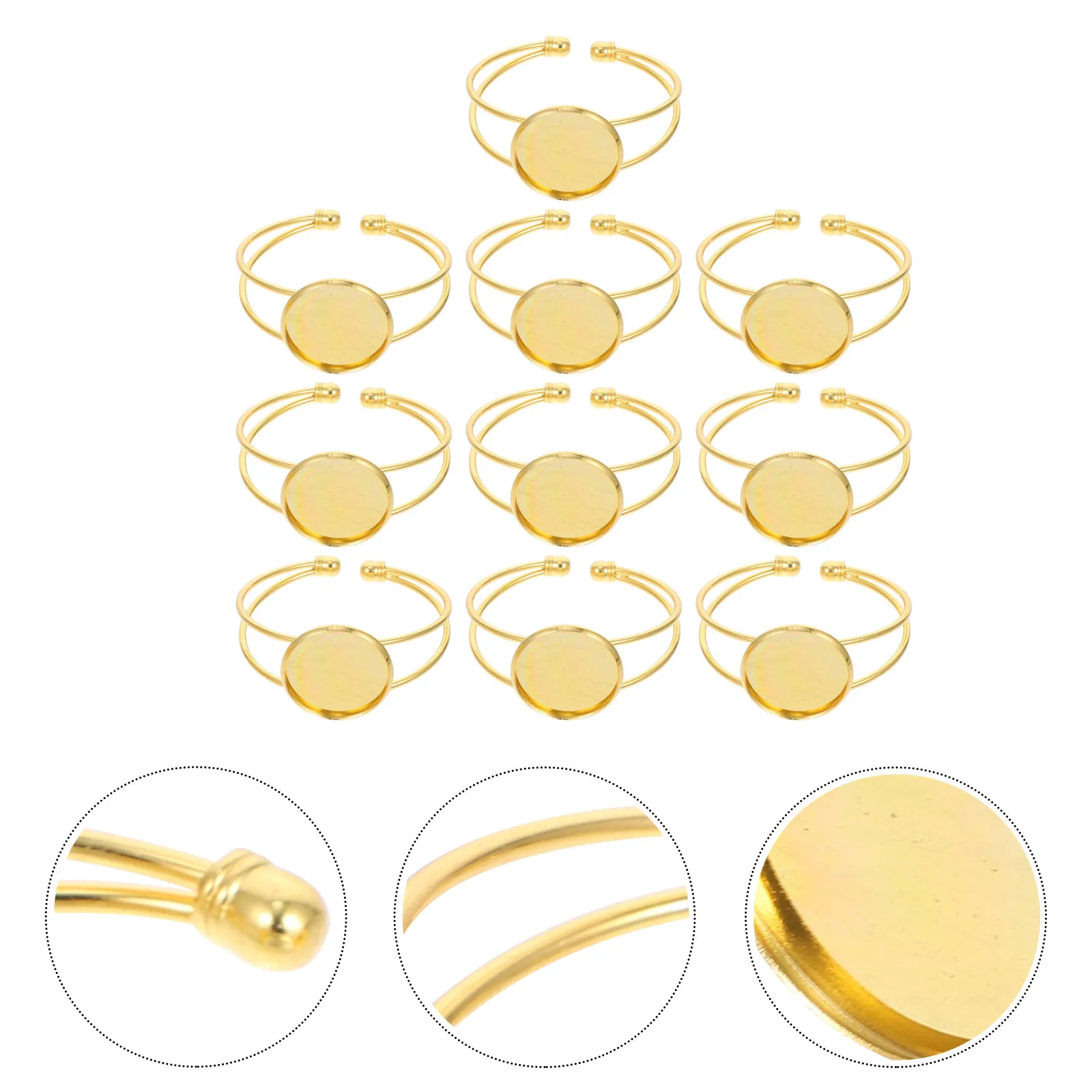 

10pcs Gemstone Bezel Base Diy Copper Bracelet Trays Adjustable Blank Cuff Bangle Jewelry Making Supplies Handmade Craft Gift For