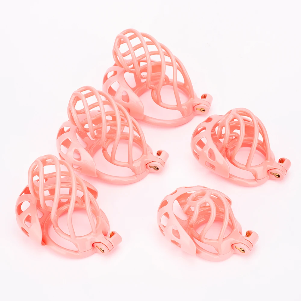 New Pink Ball Chastity Cage Set Male 3D Printing Lightweight Shell Cock Cage Penis Ring Lock Chastity Belt BDSM Sex Toys For Men