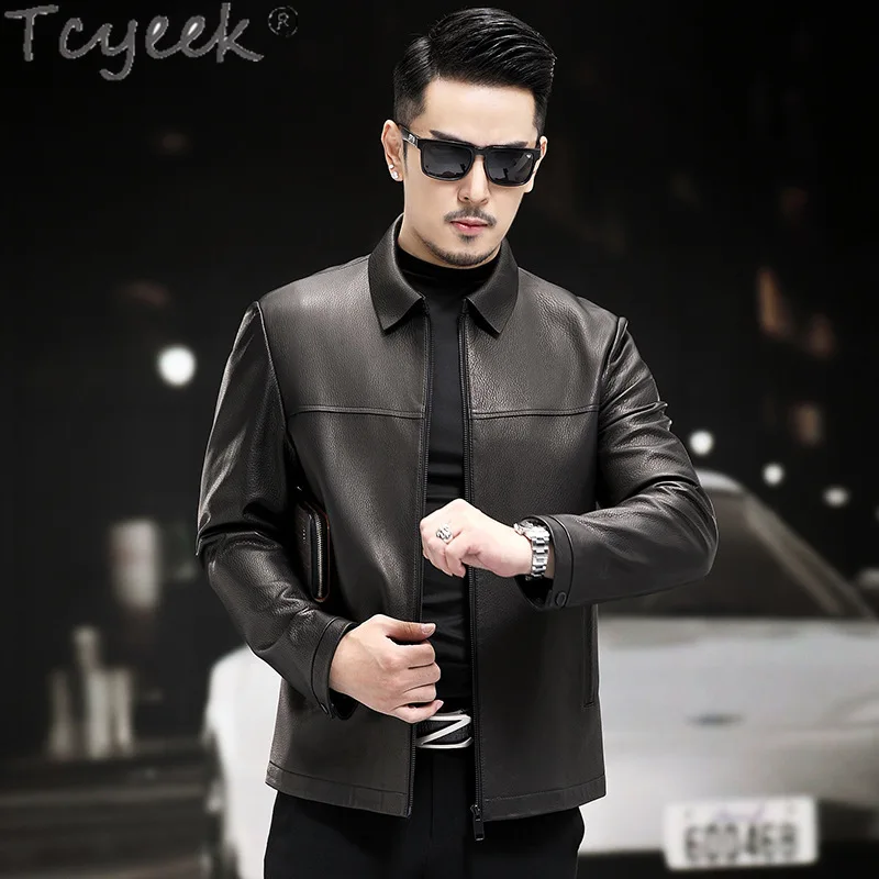 Tcyeek Genuine Leather Man Jackets 2025 Business Casual Goatskin Coat Men Spring Autumn Clothes Tide Jaqueta Couro New Style