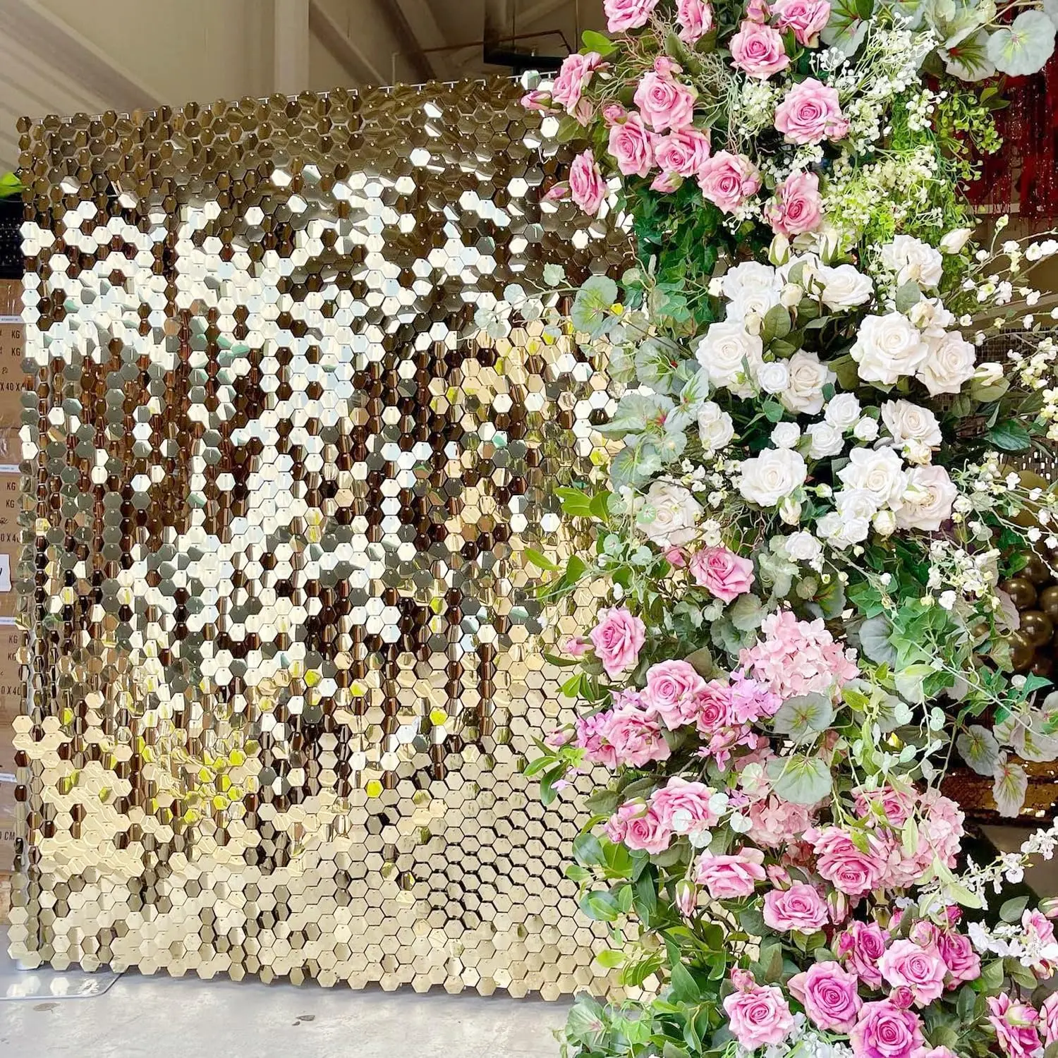 

24 шт. шестигранный мерцающий настенный фон, блестящая фоновая панель, фотофоны на день рождения, юбилей, свадьбу, выпускной