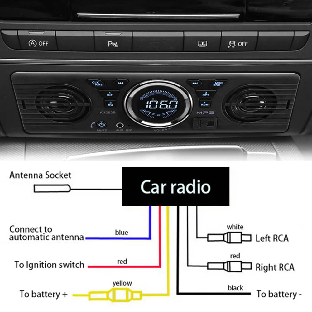 Car Radio MP3 Audio Player AV252 1 Din Bluetooth Hands-free Stereo FM Builtin 2 Speakers Supports USB SD AUX Audio Playback