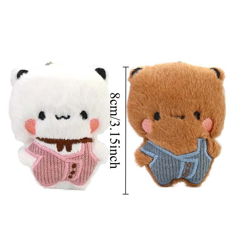 Bubu Dudu Plush Keychains Cute Overalls Panda Doll Kawaii Couple Bag Pendant Cartoon Animal Toy Cute Things Valentine's Day Gift