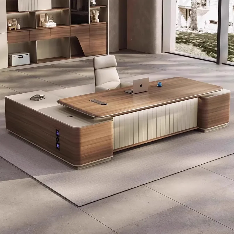 zo- Desk And Chair Cabinet, Light Luxury, High-end Desk, Computer, Office Desk And Chair Combination, Paint, President Table-