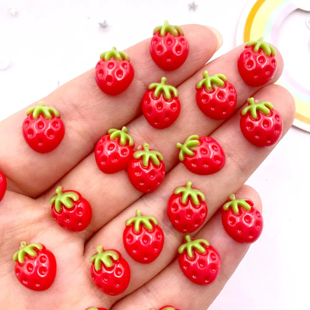 50pcs Resin Mini Colorful lovely Strawberry Art Nails Flatback Stone Applique DIY Scrapbook Earring Decor Accessories Crafts SL8