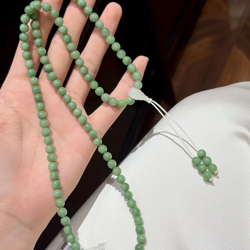 - Multi- , - Three-Loop Bracelet, Grass Jade-Like Blue-Green With Ca