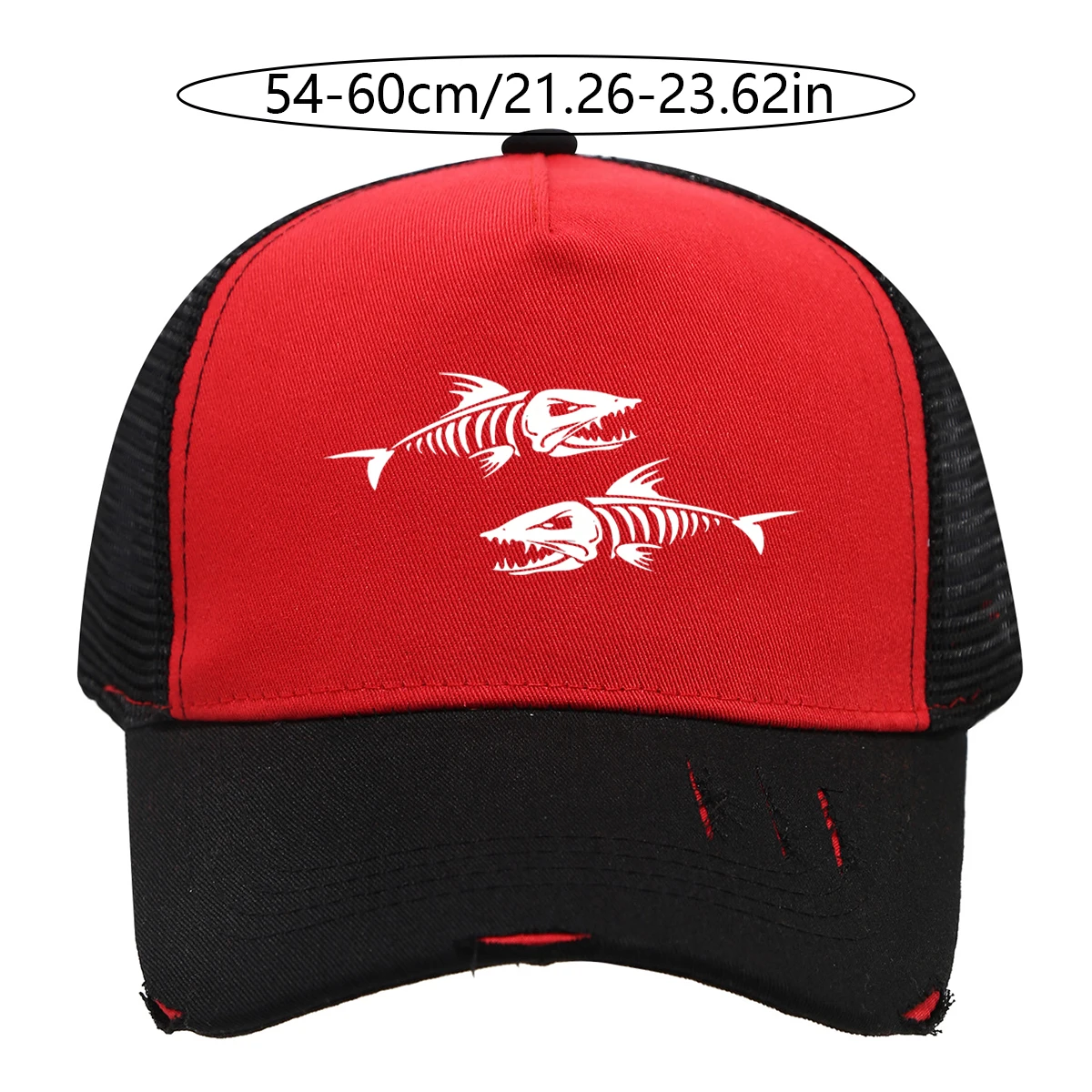 Unisex Adjustable Baseball Cap With 'Fishing' Pattern Print Design, Breathable Mesh Structure And Comfortable Fabric,Sports Hat
