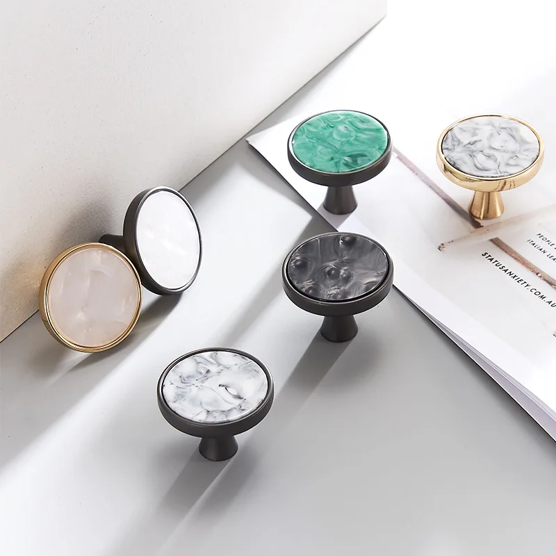 Nordic Style Simple Light Luxury Shell Handle Creative Marble Drawer Cabinet Wardrobe Single Hole Small Handle Dresser Brass Kno