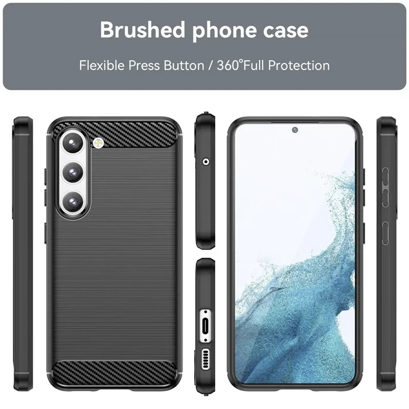 For Samsung Galaxy S20 FE S21 S22 Plus S23 Ultra Case Carbon Fiber Brushed Cases For Galaxy Note 10 20 Soft TPU Back Cover