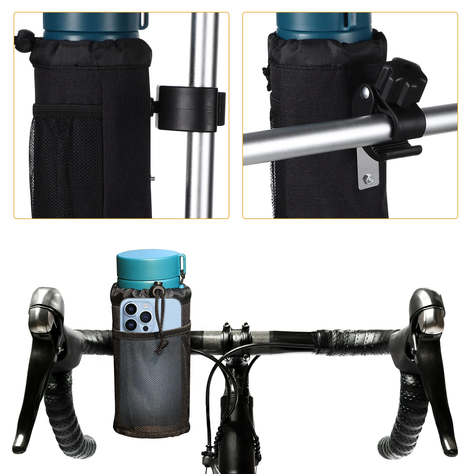 

2Pcs Bike Bottle Holder Alligator Clip Adjustable Universal Cup Holder Water Bottle Cage for Bike Accessories Outdoor Ride