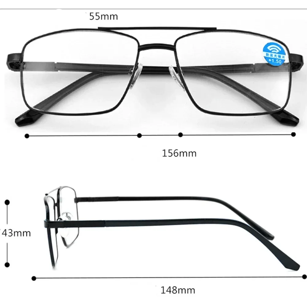 Rectangle Double Bridge Pilot Photochromic Progressive Multifocal Reading Sunglasses Reading Glasses +0.75 To +4 See Near Fa