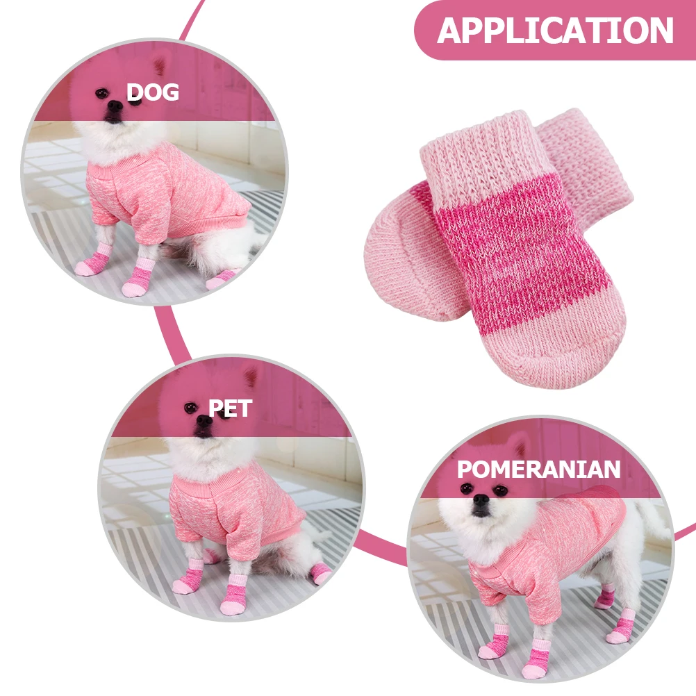 

2 Sets Pet Anti-slip Socks Outdoor for Dogs Shoe Covers Cat Small Pink Stockings