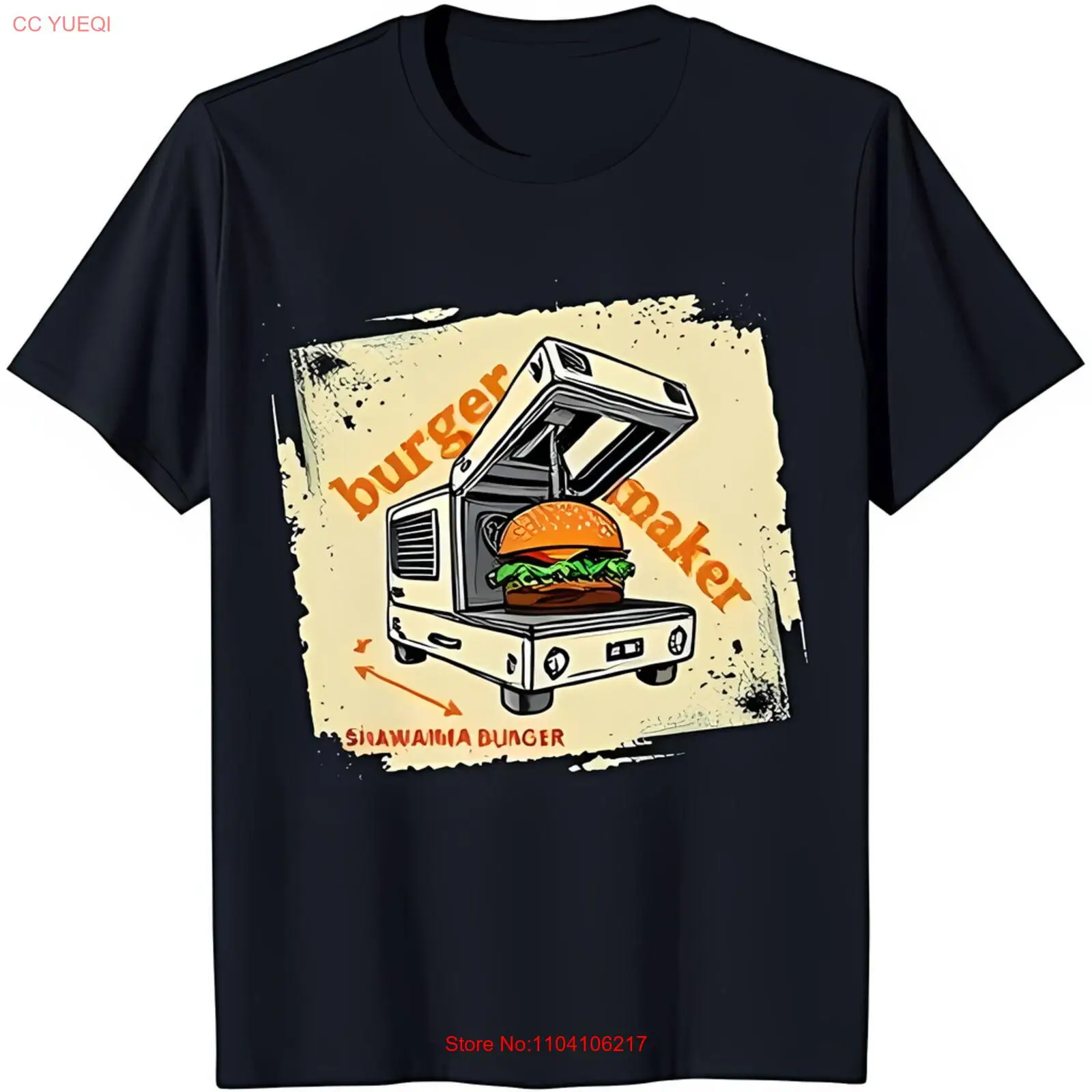 Vintage Burger Maker Graphic Black T-Shirt Retro Shawarma Burger Design