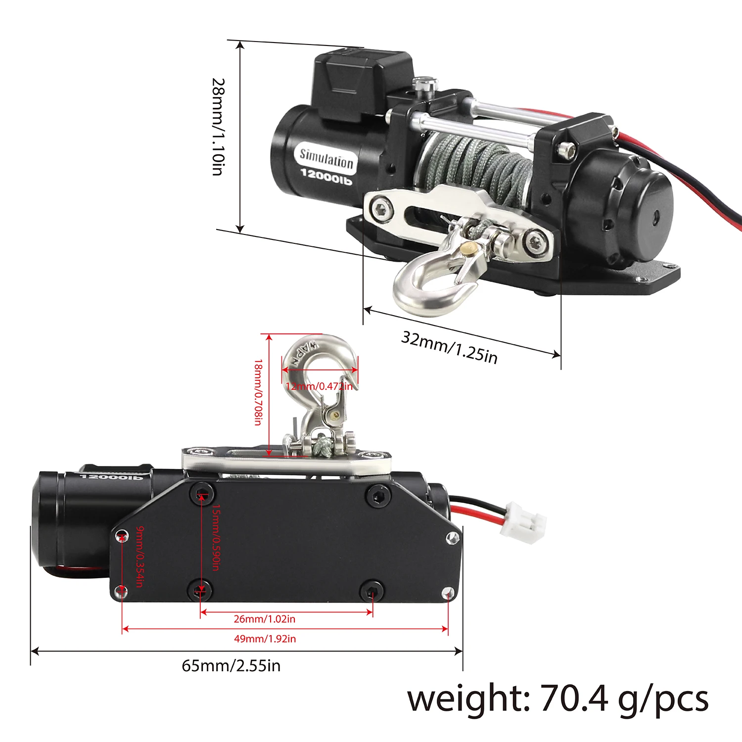 1/10 RC مقلد ونش كهربائي معدني ل 1/10 RC الزاحف سيارات محوري SCX10 II III TRX4 TRX6 RC4WD D90 D110 Yikong ترقية أجزاء #6