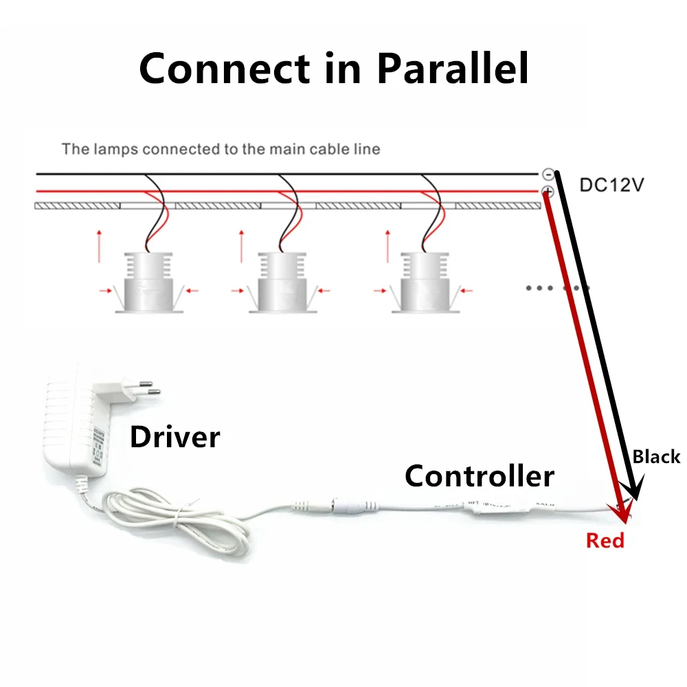 Mini LED Spotlight 1W Ceiling Spotlight 10mm Recessed Dimmable Down Light with Remote Control Cabinet Showcase Stair Canopy Lamp
