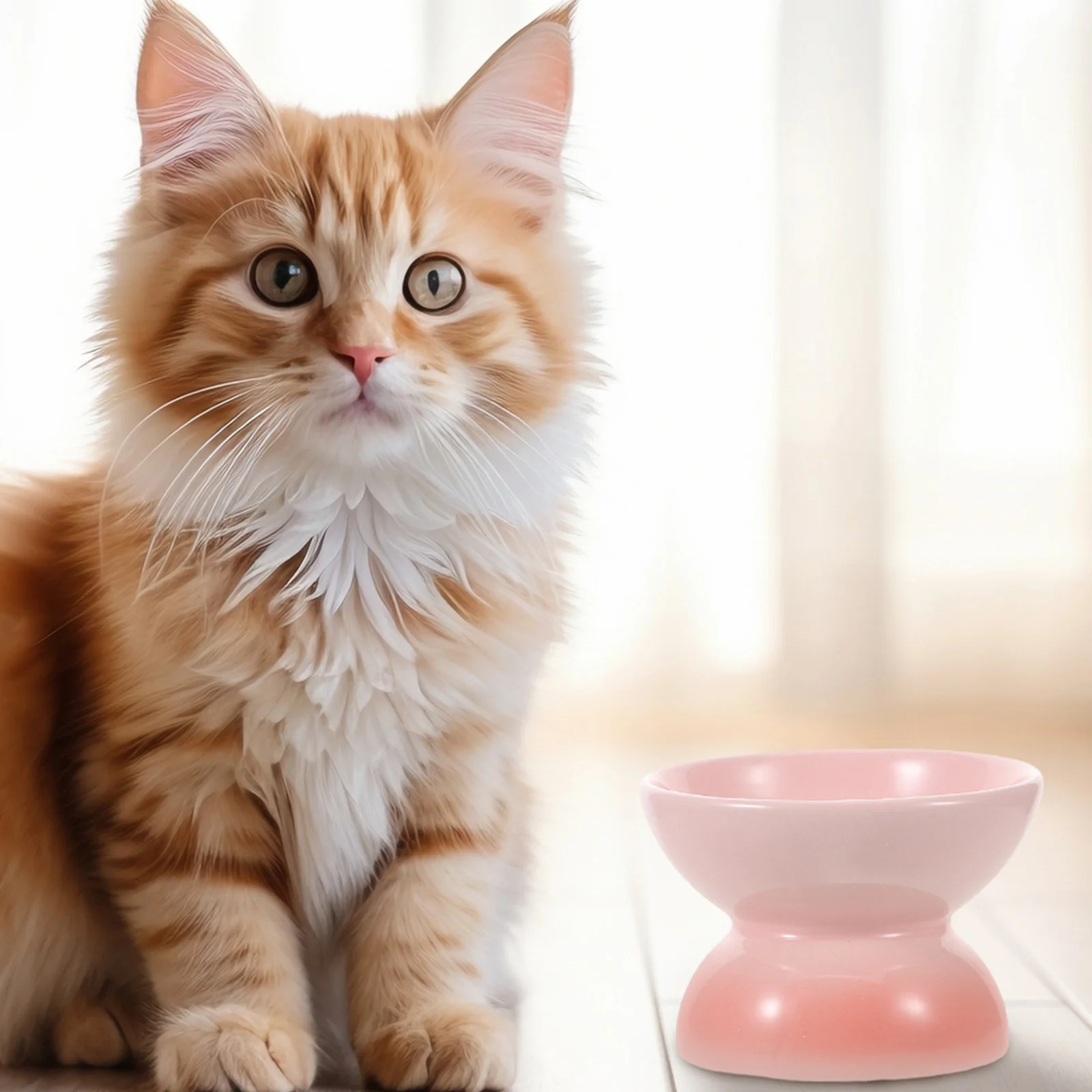 

Ceramic Elevated Tilted Cat Bowl Antivomit Raised Food Dish Indoor Water Feeder for Active Cats Puppies Cat Dishes
