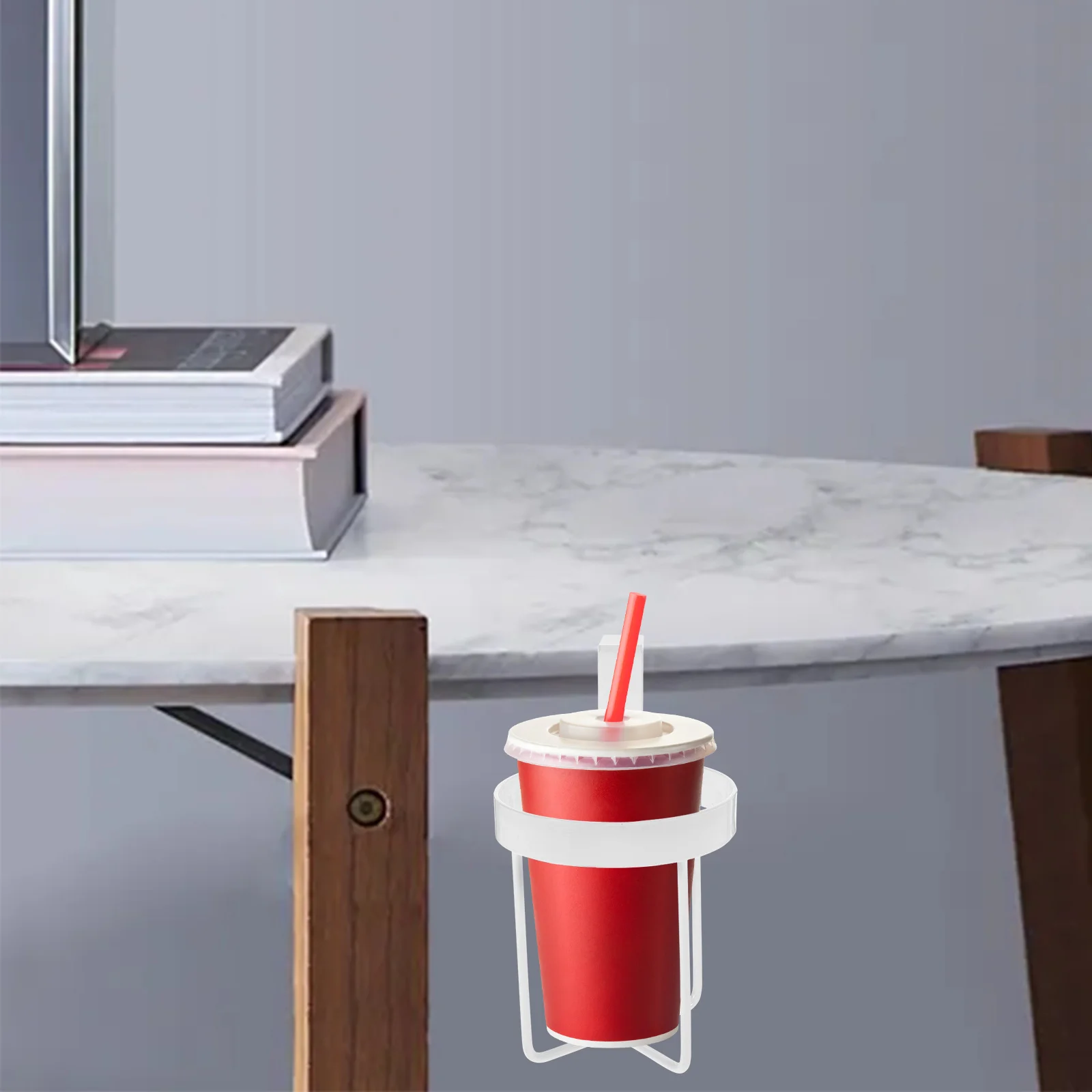 

Water Holder No Drill Cup Holder Clip For Tabletop Desk Mount Beverage Organizer Desktop Cup Tray Tabletop Supplies