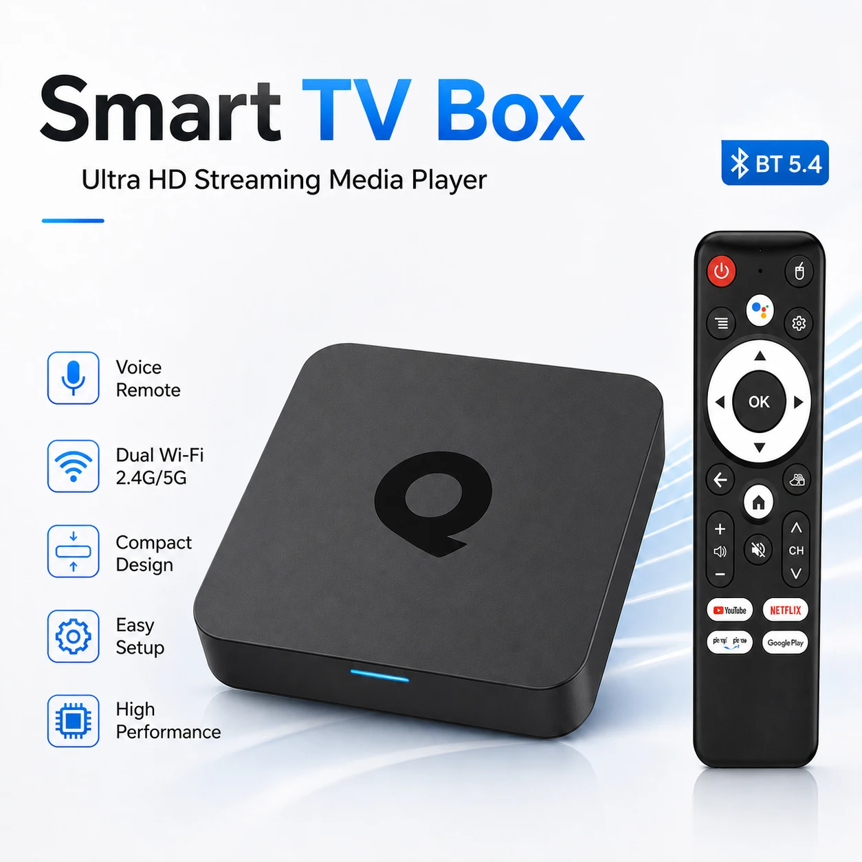 Q1 Android 16 TV Box Allwinner H313 Quad Core 128GB Dual WiFi Bluetooth5.4 8K HD Google Voice Streaming Media Player Set Top Box