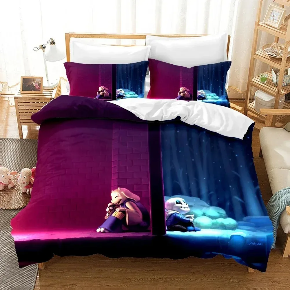 3D Printed Undertale Game Frisk Sans Papyrus Bedding Set Boys Girls Twin Queen Size Duvet Cover Pillowcase Bed Kids Adult