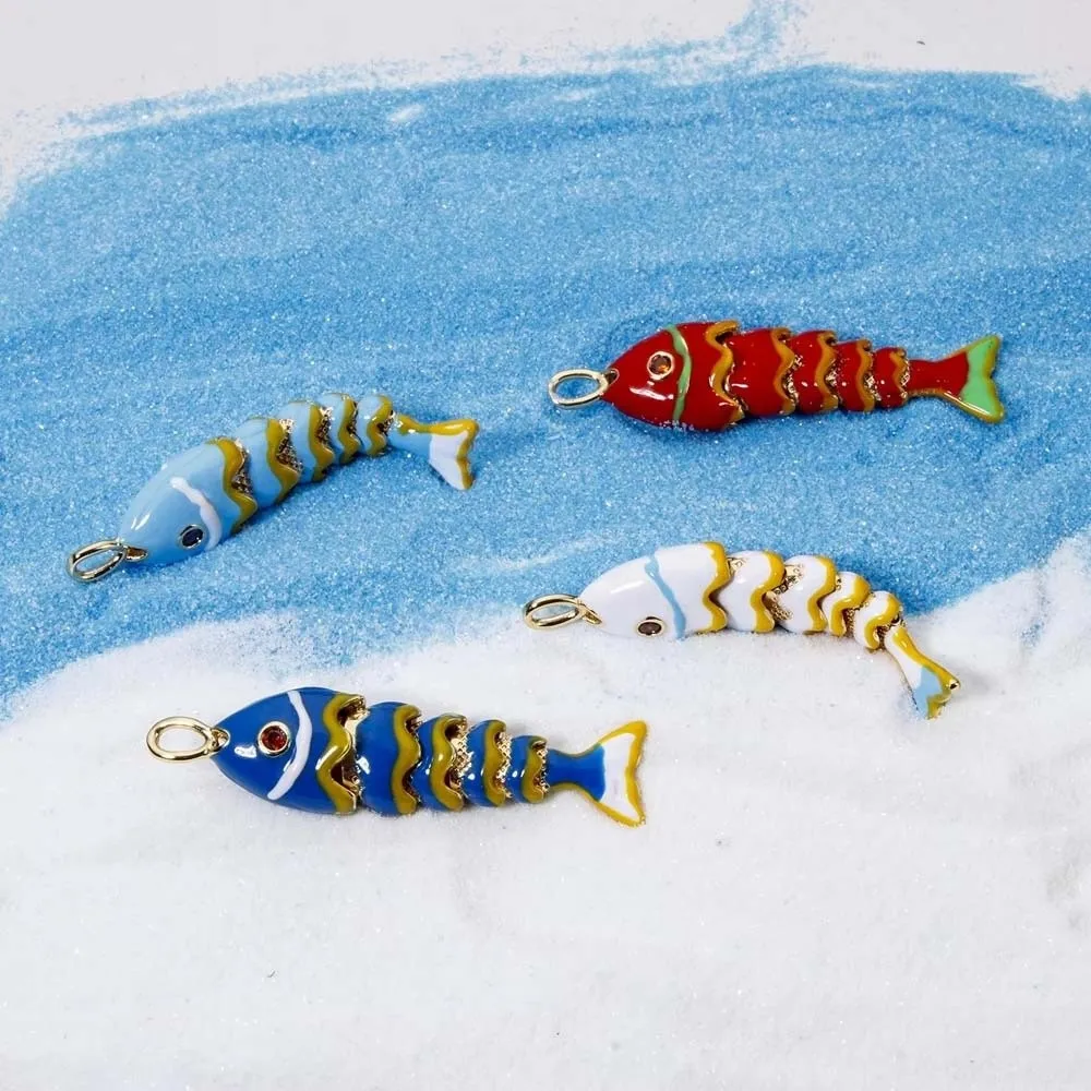 Carp Plated Enamel Fish Charms 3D Jewelry Accessories Movable Mini Metal Fish DIY Pendants Waterproof Brass Colorful Small Koi view 3