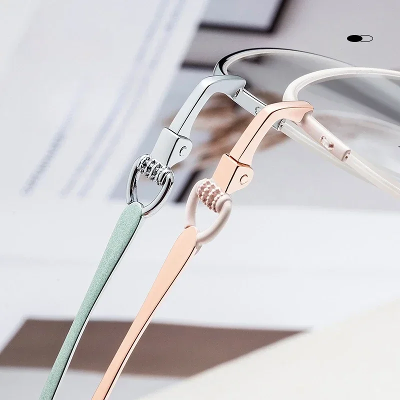 KIZNExquisite نظارات نسائية نصف إطار خفيفة للغاية أنيقة ومريحة وصفة طبية بصرية إطار رموش صغيرة للوجه #5