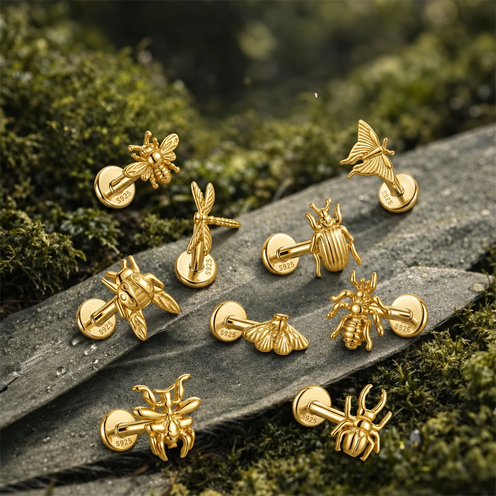 CANNER 1P Cute Halloween Threaded Flat Back  925 Sterling Silver Stud Earring Ghost Pumpkin Spider Bat Piercing Jewelry Gift view 4